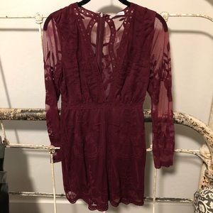 Maroon Lace Mini Dress